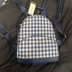 Nine West Blue Plaid Backpack